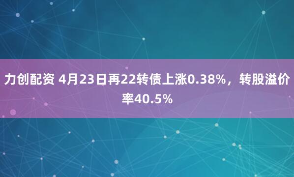 力创配资 4月23日再22转债上涨0.38%，转股溢价率40.5%