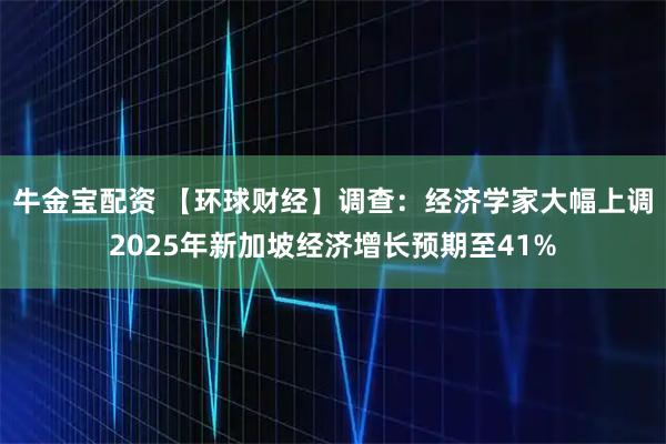 牛金宝配资 【环球财经】调查：经济学家大幅上调2025年新加坡经济增长预期至41%